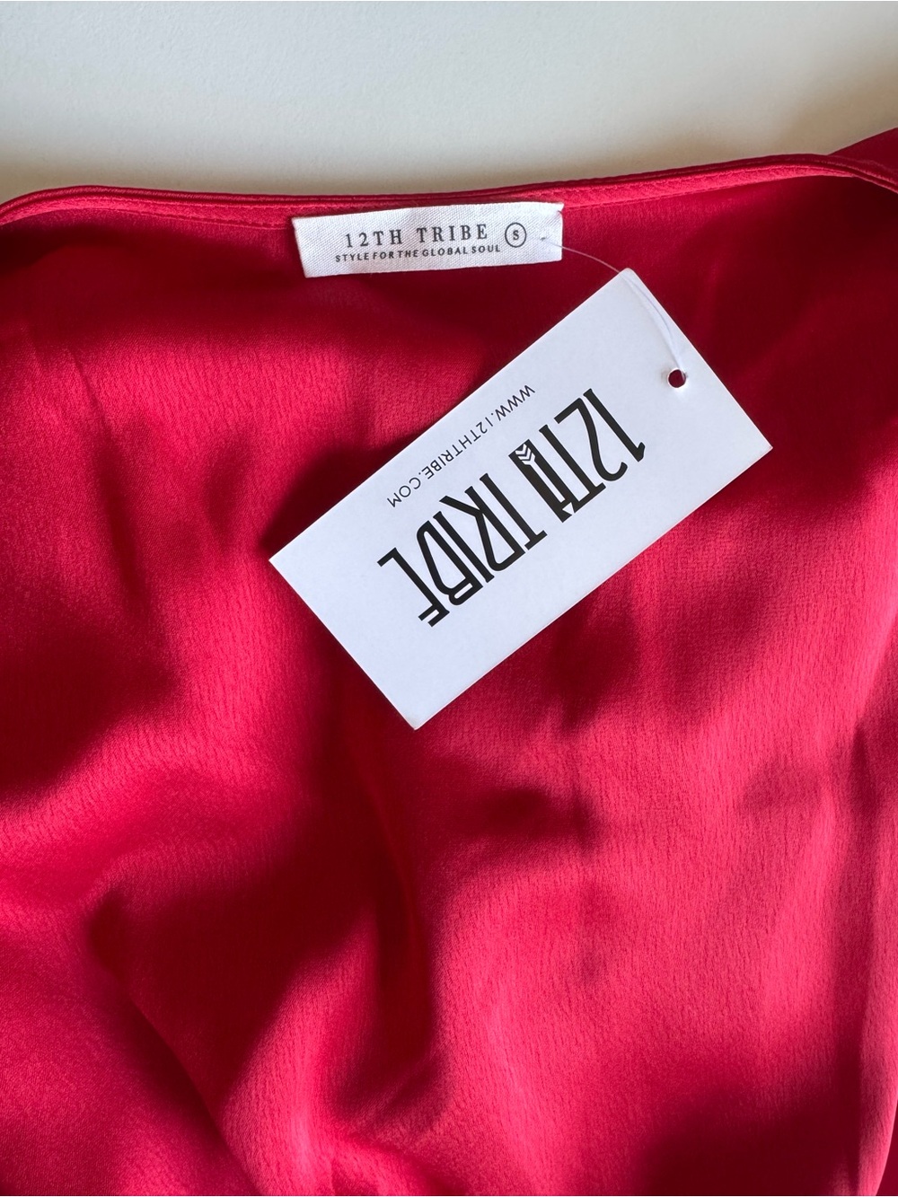 12th Tribe Red Satin Wrap Robe - Picture 2 of 4